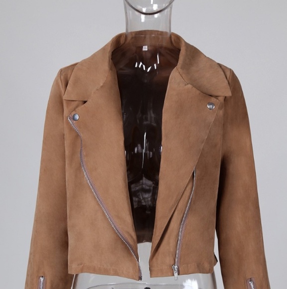 Tan Biker Moto Jacket M - Picture 2 of 5
